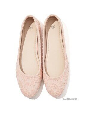 Lace Ballet Flats Memory Foam Slip On Dressy Shoes for Work Wedding